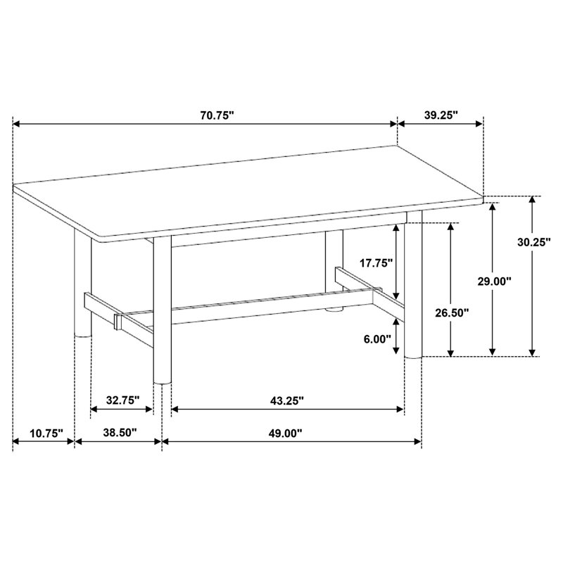 Hansedt 71-Inch Rectangular Wood Dining Table Walnut