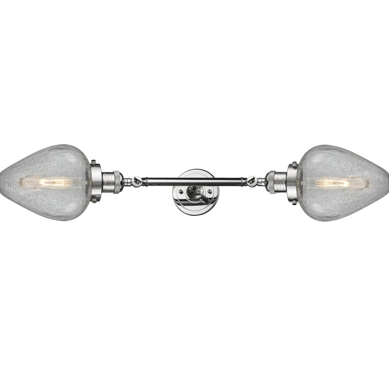 Éclairage pour salle de bain à intensité variable 2 lumières Arliss, Transparent craquelé, Chrome poli