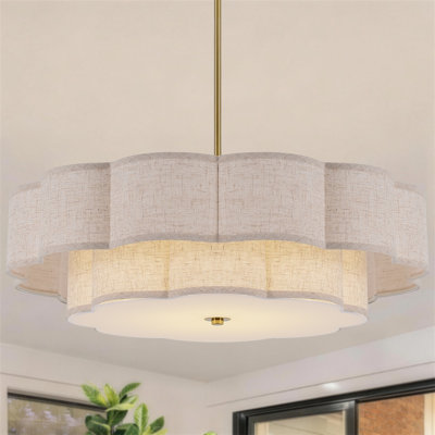 Lustre tambour moderne 5 lumières 25,6 "avec abat-jour en forme de pétale pour chambre d'enfant