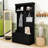 Multifunctional Hall Tree with Built-In Seating Bench, Cabinet and 3 Hooks-2012642874