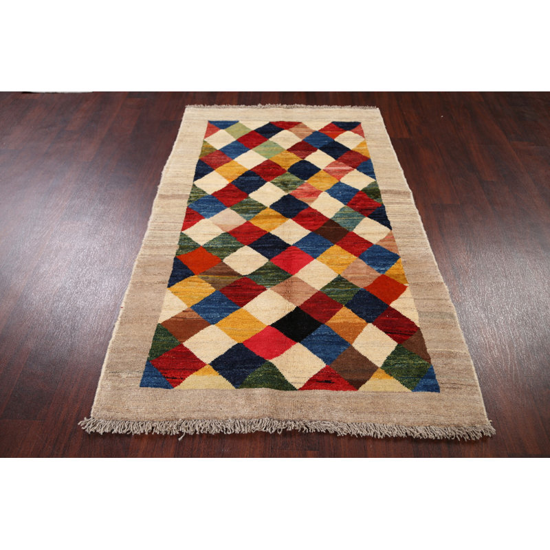 Tapis zone en laine 3 pi 7 po x 5 pi 5 po one-of-kind-noué la new age gabbeh multicolore Haymark
