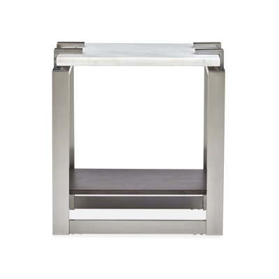 Anyila Genuine Marble Sled End Table with Storage