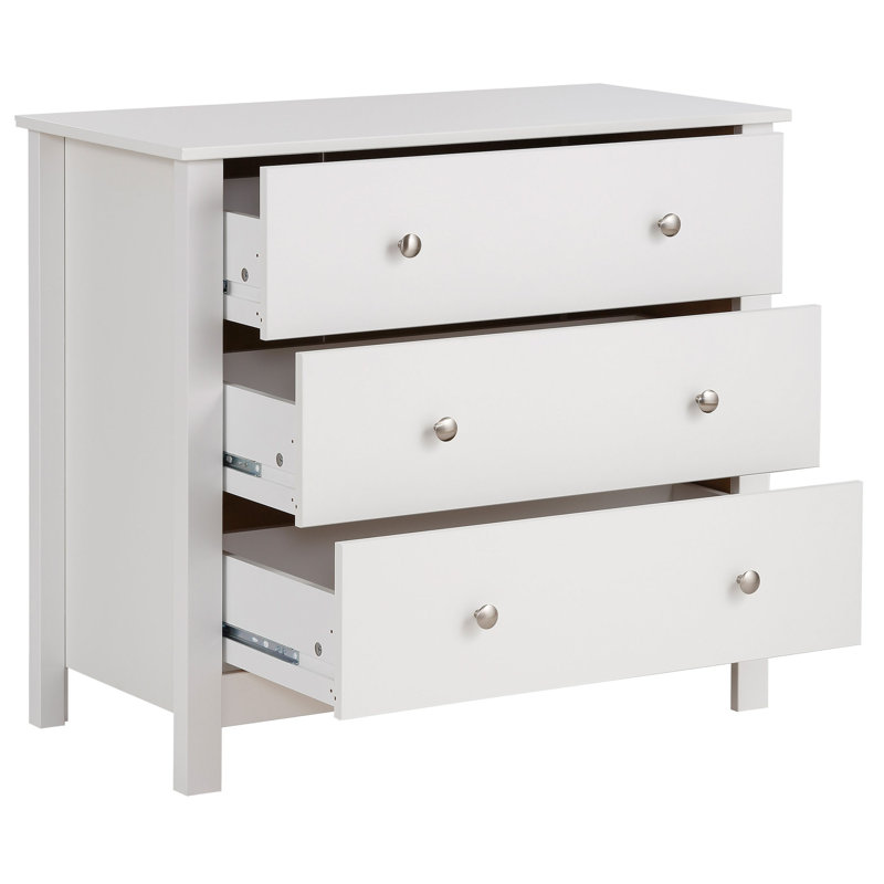 Commode 3 tiroirs l 31,5 po, Laque blanche