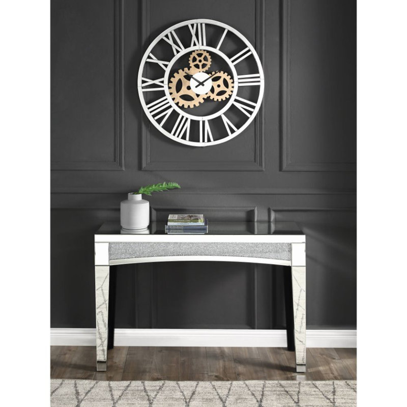 Astrid Glam 31"Dia Round Wall Clock with Roman Numerals Dial in Mirrored