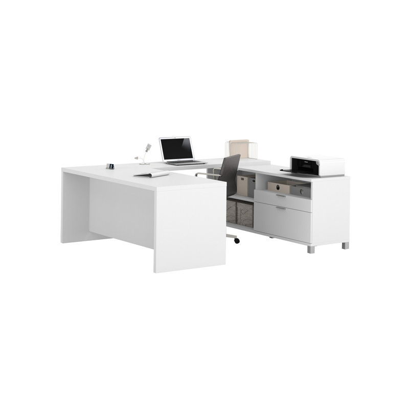 Bureau de direction en U réversible DeSandre, Blanc