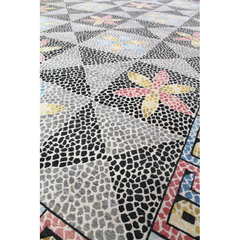 Tapis unique ivoire tissé à la main nouvel âge 9 pi x 12 pi Frescos