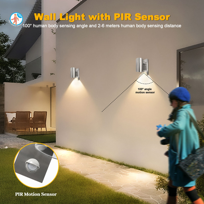 2 - Bulb 16.5 cm H Integrated LED Outdoor Wall Lantern, Silver