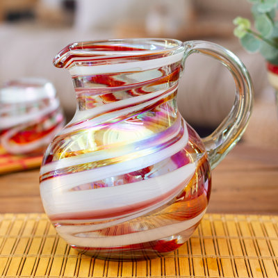 Latitude Run® Handmade Great Enchantment Handblown Glass Pitcher