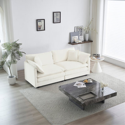 Canapé moderne en tissu pour causeuse pour le salon, canapé 2 places à assise profonde de grande taille avec 4 coussins