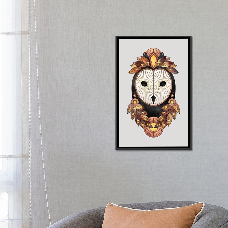 « hibou ii », impression sur toile, H 26 po x l 18 po x P 1,5 po, Toile avec cadre noir, Pas de tapis