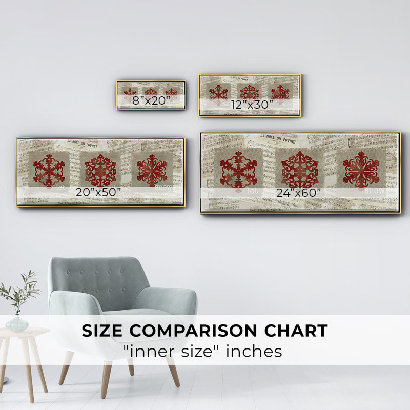 Burlap Music Snowflakes- Framed Canvas