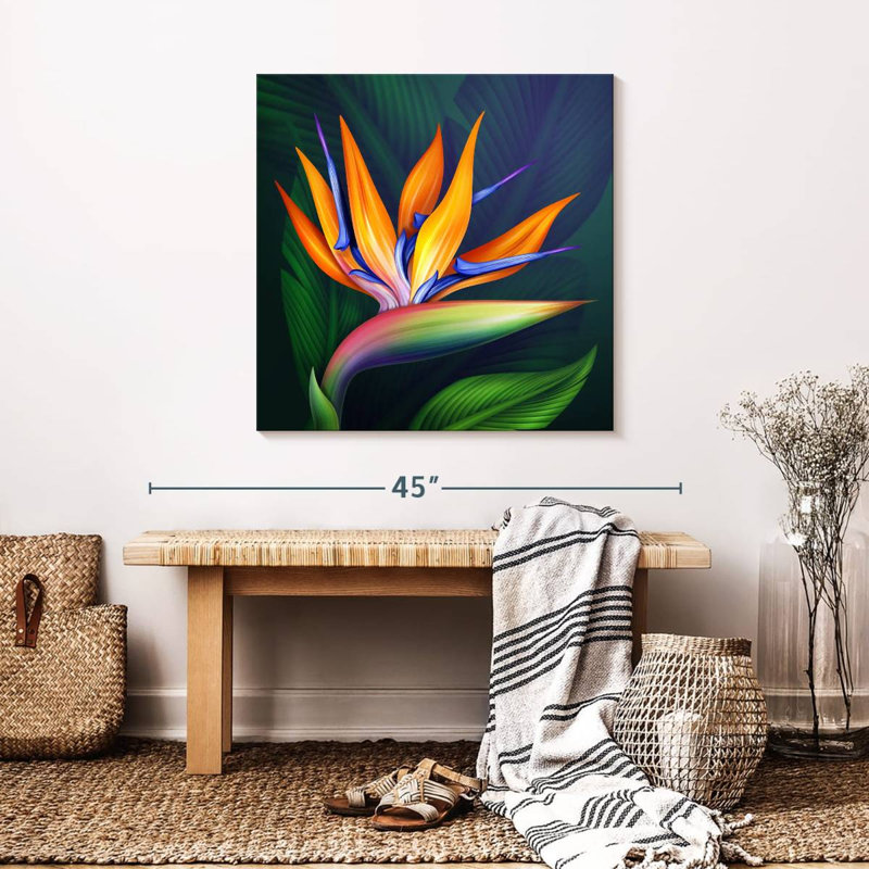 Fleur exotique d'oiseau du paradis sur toile, H 30 po x l 30 po x P 1,25 po