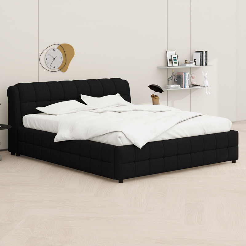 Lit plateforme tapissier Minimalist, Noir