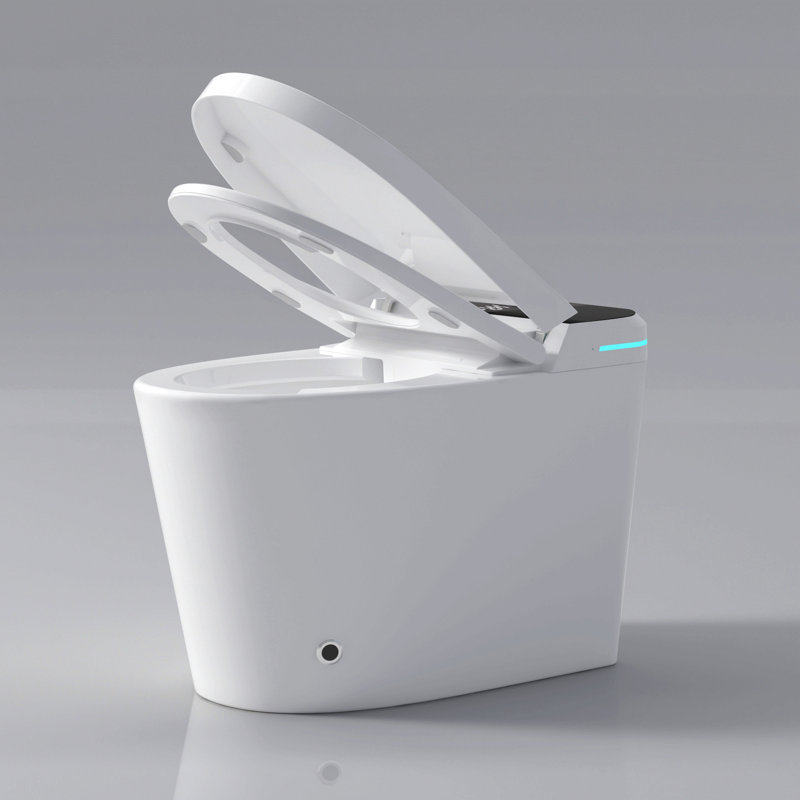 Modern Smart Toilet With Bidet Seat Built-In, Intelligent Toilet  Auto Open/Close Seat, Foot Sensor, Led Display,Night Light, Warm Water & Dryer,White