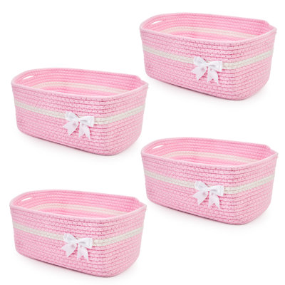 Ensemble de 4 paniers de rangement en corde de coton tissé, ensembles de paniers-cadeaux multicolores