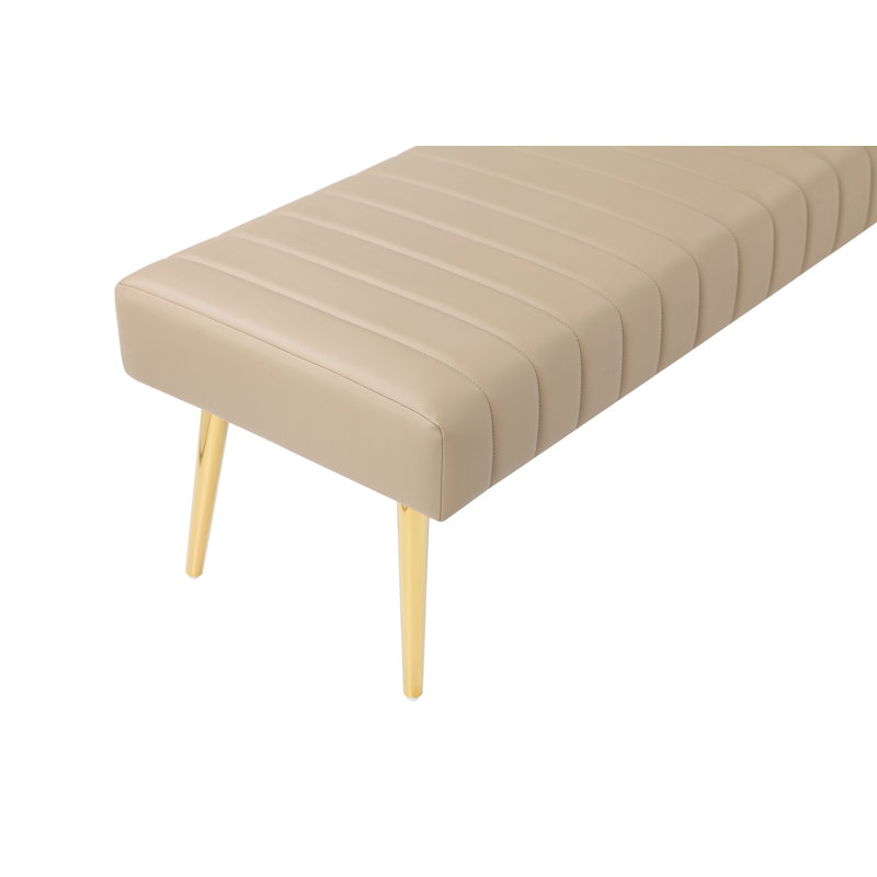 Hilda Faux Leather Upholstered Bench, Beige
