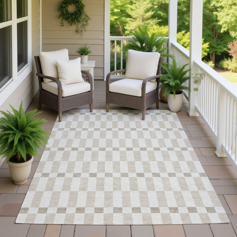 Tapis géométrique intérieur / extérieur lavable à la machine Chantille ACN2547, 3 pi x 5 pi, Ivoire ivoire