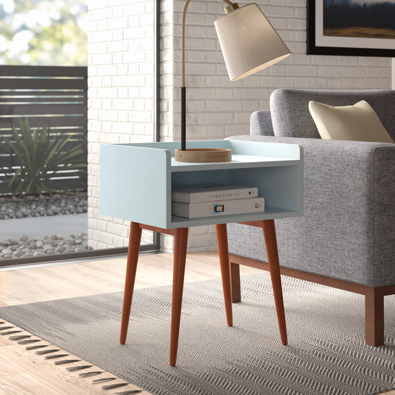50.8cm W Solid Wood Bedside Table, Aqua