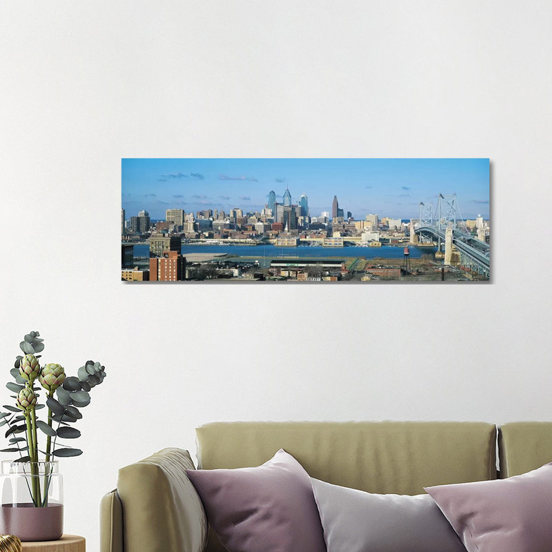 Philadelphia Skyline Cityscape - Wrapped Canvas Panoramic Print, 121.92 cm H x 40.64 cm W x 1.91 cm D