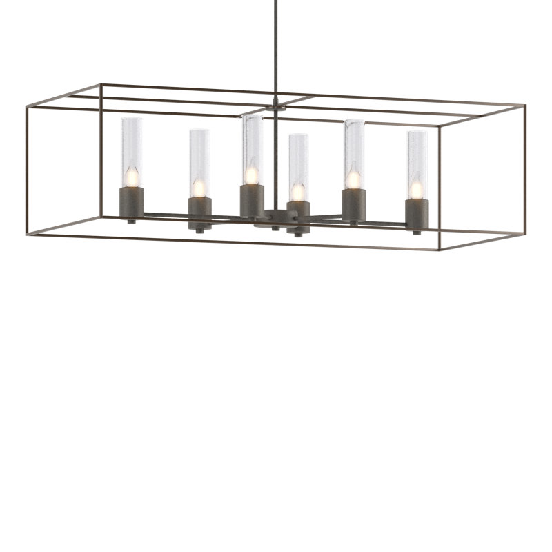 Portico 6 - Light Kitchen Island Linear Pendant, Natural Iron, Natural Iron, Seeded Clear