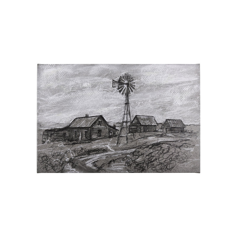 Croquis de ferme «I», H 30 po x l 45 po x P 1,5 po