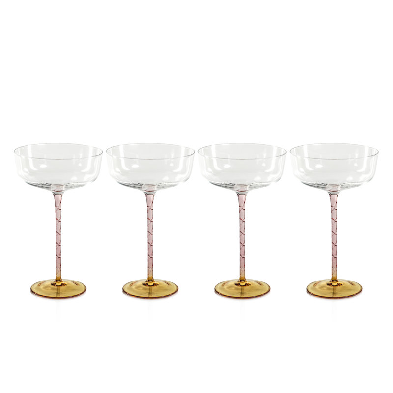 Sachi 10.99oz. Martini Glass Set, Amber/Pink