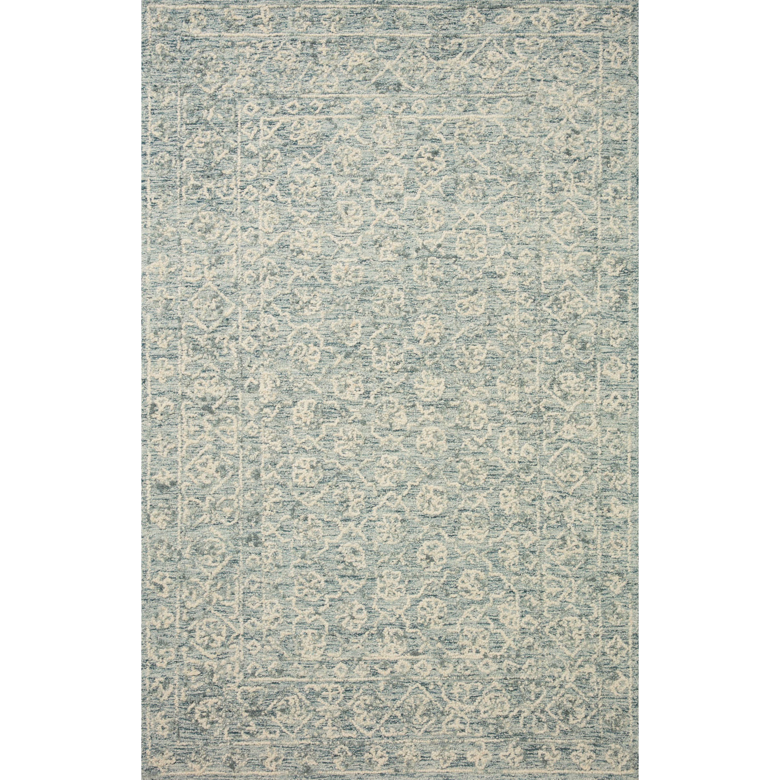 Millcreek Handmade Wool Ocean/Ivory Rug, Rectangle 7'9" x 9'9"