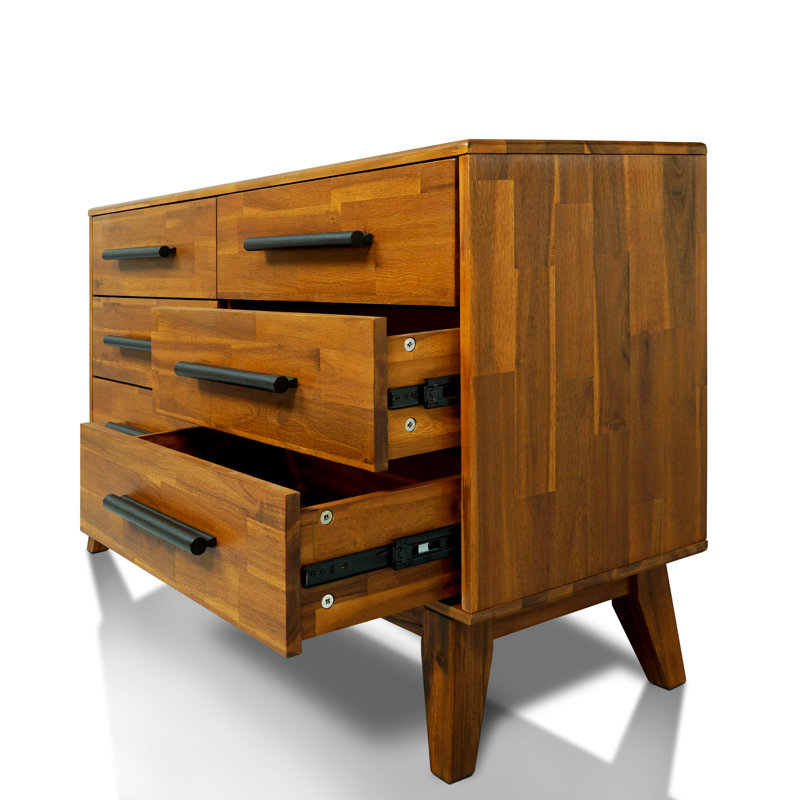 Commode double 6 tiroirs LECY, Caramel