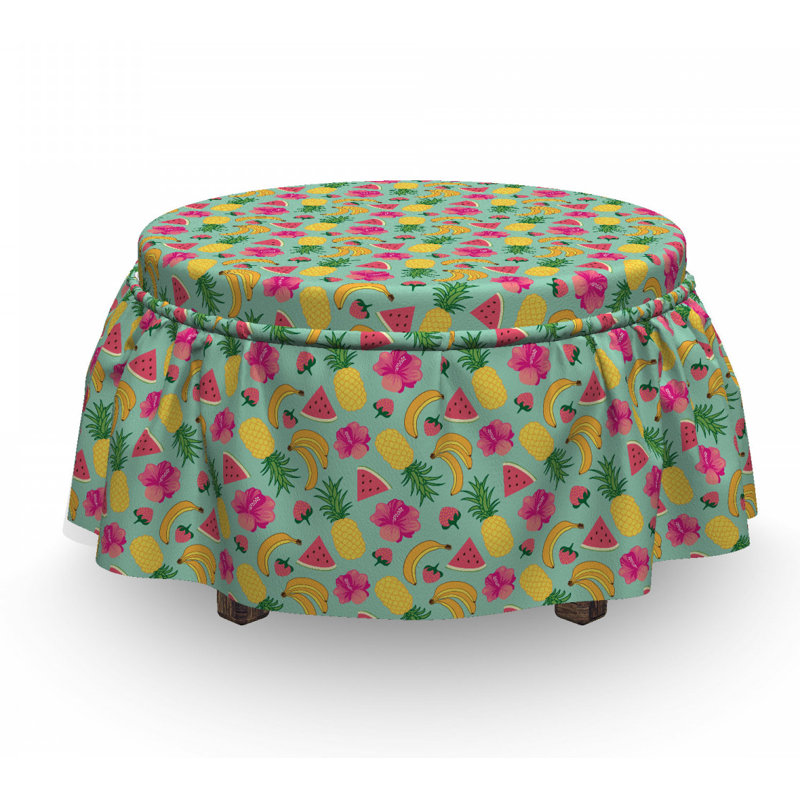 Housse pour repose-pieds fleurs et bananes hibiscus