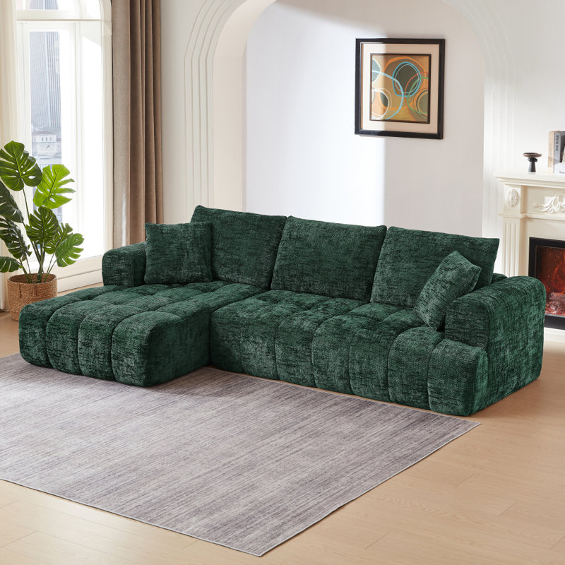 Chenille Lshape Luxury Sectional Oversized Sofa,Mnimalist Design,Comfy Sleeper Couch For Living Room,Apartment&Reception Spaces,No Assembly Required