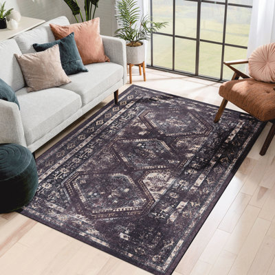 Tapis 240x300 cm (8x10 pieds) à poils courts, lavable à la machine, antitaches, antidérapant et pliable, idéal pour couloir, salon, chambre, cuisine ou pièce.