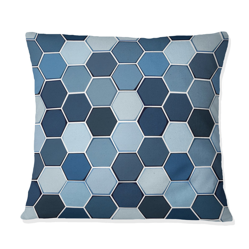 Coussin décoratif blanc à motif hexagonal blanc, H 18 po x l 18 po