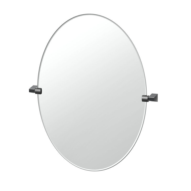 A-Line Wall Mounted Frameless Bathroom Vanity Mirror | Pivot Wall Mirror, 32" x 27.13", Matte Black
