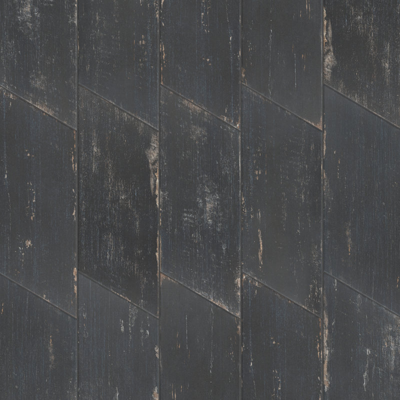 Retro Naveta 7" x 16" Porcelain Wall & Floor Tile, Negre