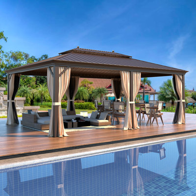20 Ft. W x 14 Ft. D Aluminum Galvanized Steel Patio Gazebo, PRO Premium Gazebo