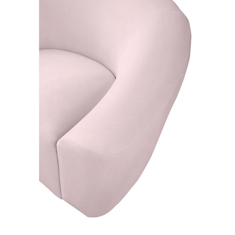 Canapé courbé Alaw, Velours rose, H 29,5 po x l 71 po x P 35,5 po
