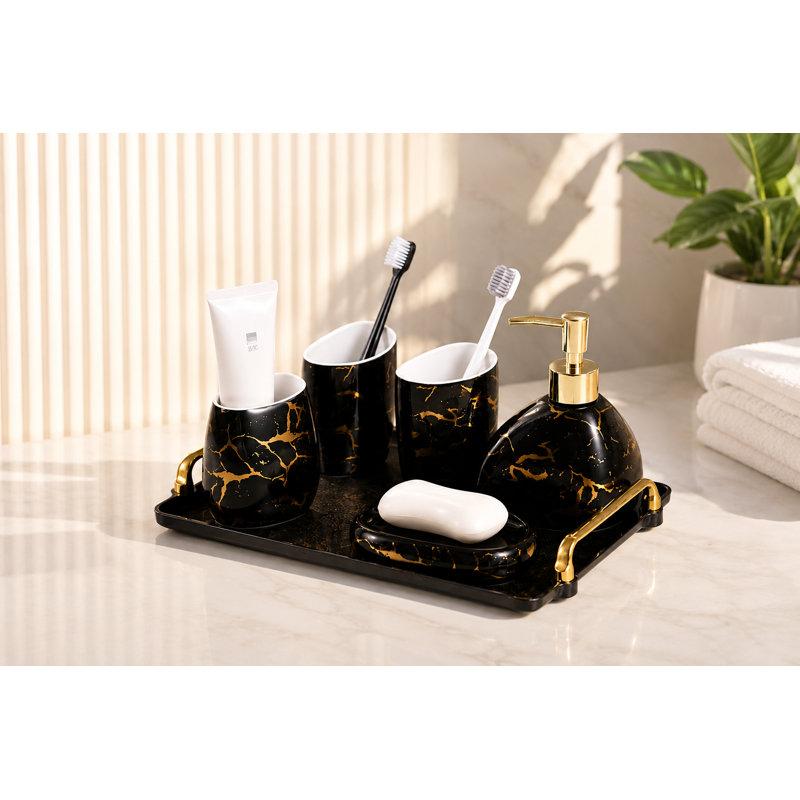 Black Bathroom Accessories Set