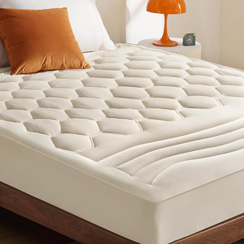 Protège-matelas - Protège-matelas matelassé ajusté avec poche profonde, Beige, Lit double