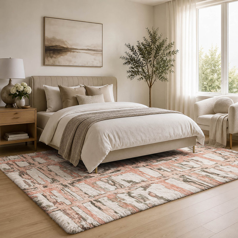 Shag Washable Striped Indoor Rug, Rose, 5' x 7'6"