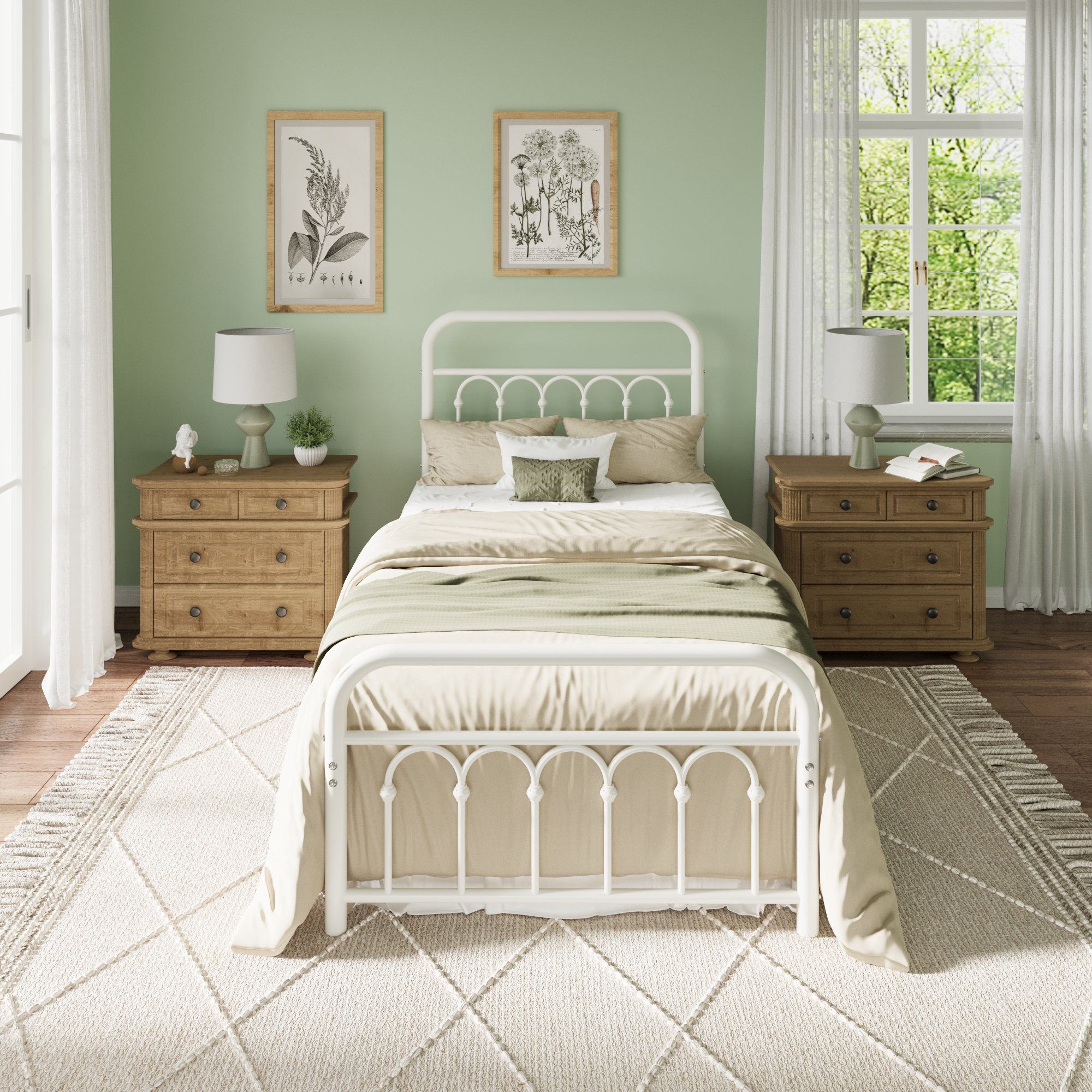 August Grove® Vintage Style Metal Platform Bed Frame With Arch-Design Headboard And Footboard & Reviews | Wayfair