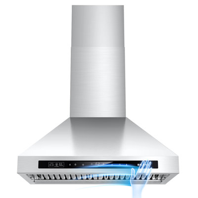 Brano 30 Inch Wall Mount Range Hood 900 Cfm Stainless Steel Kitchen Hood With Voice/gesture/touch Control, Ducted/ductless Convertible