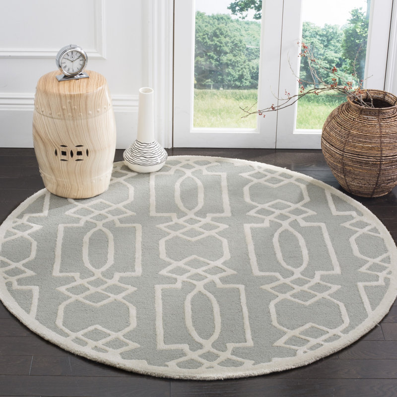Zandbergen Hand Tufted Wool Damask Rug, Round 5'
