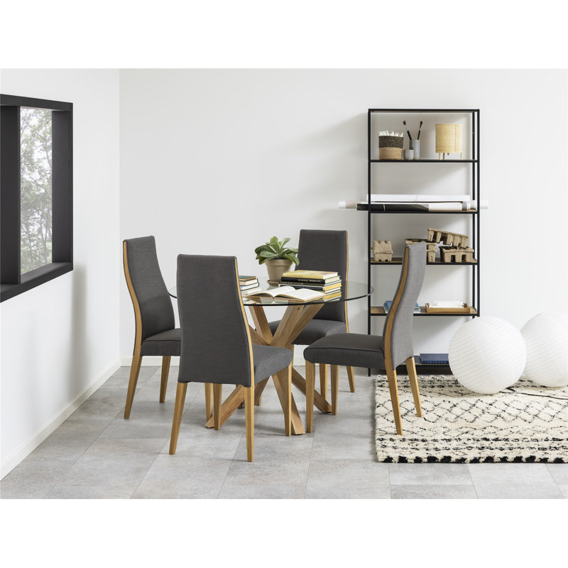 Abdulhaadi Round Glass Top Dining Table
