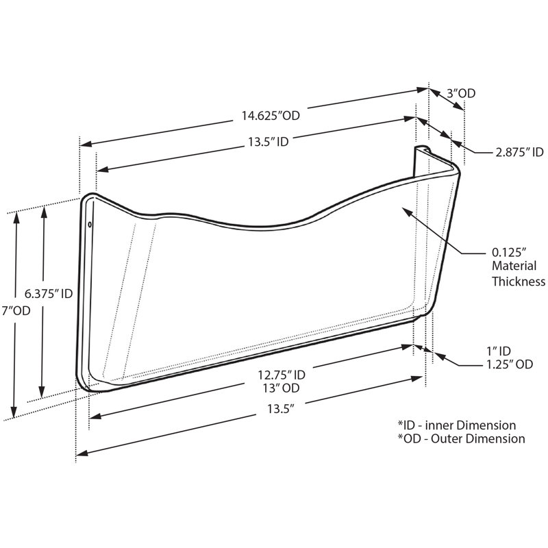 Classeur mural transparent en plastique transparent avec quincaillerie de suspension, paquet de 4
