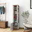 Armoire de rangement rotative à 360 ° avec miroir pleine longueur, 8 tablettes ouvertes, crochets et compartiment fermé pour une utilisation polyvalente à la maison