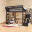 Lit mezzanine double avec rangement, en métal noir, style moderne gain de place, pour chambre d'enfant