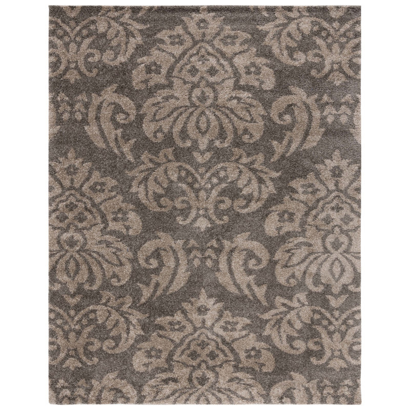 Tapis floral fumé / beige Ellyona, Rectangle 8 pi x 10 pi