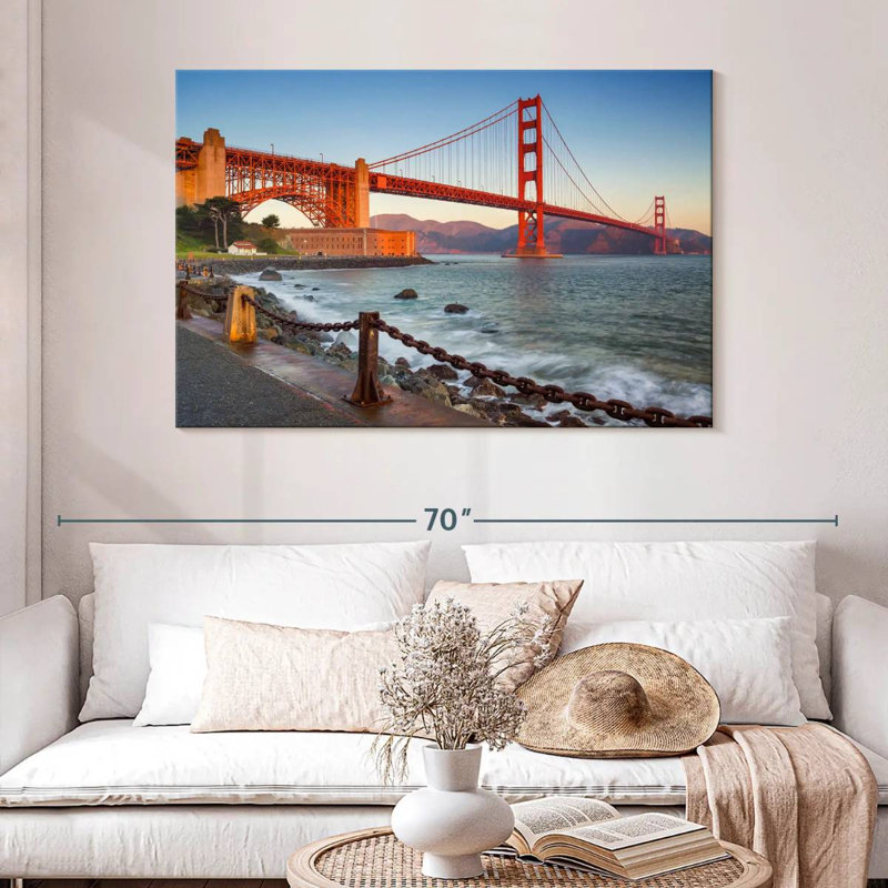 Lilie Golden Gate Bridge au coucher du soleil, H 32 po x l 48 po