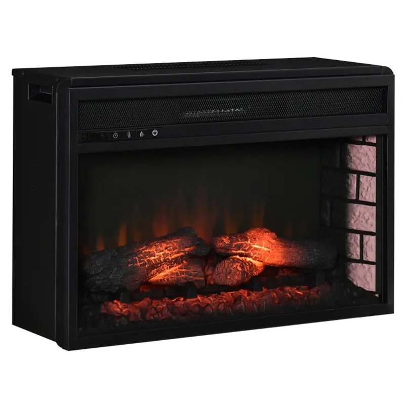 Chaufferette de foyer encastrée rétro avec flamme de cheminée réaliste, insert de foyer électrique, télécommande et luminosité réglable