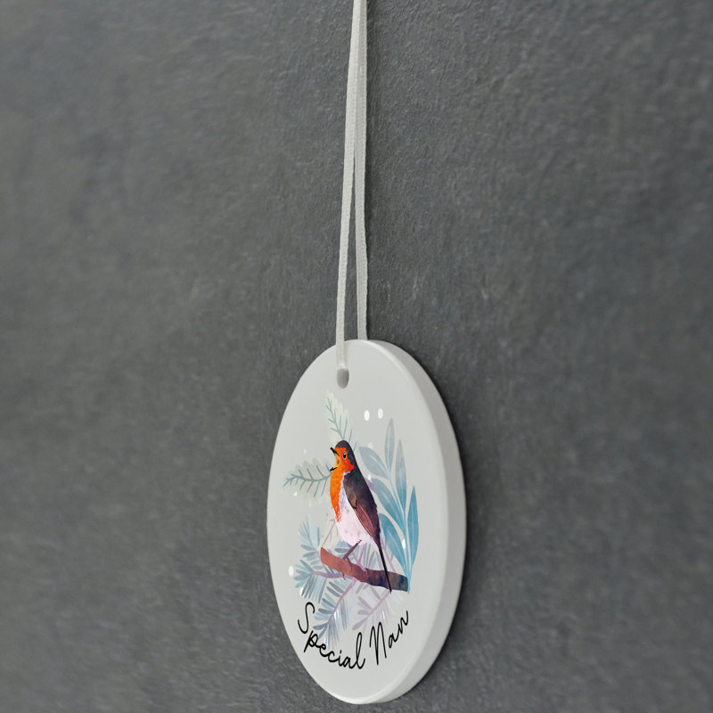 The Seasonal Aisle Special Nan Festive Robin Circle Shaped Ceramic Ornament